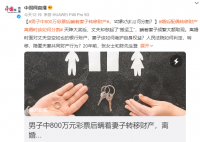 男子中800万瞒着妻子转移财产 双方感情确已彻底破裂