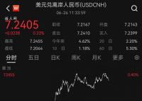离岸人民币跌破7.24 专家评论
