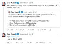 推特暂时限制用户阅读贴文数 称数据被极端抓取系统操纵