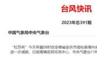 杜苏芮减弱为热带低压 停止编号  目前其风力进一步减弱