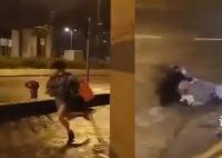 女子被台风吹倒脸贴地滑行数米 这一幕令人心疼