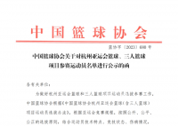 中国男篮亚运会名单公布 周琦缺席