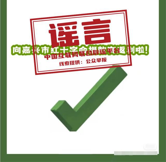 向嘉兴红十字会捐款可返利?谣言