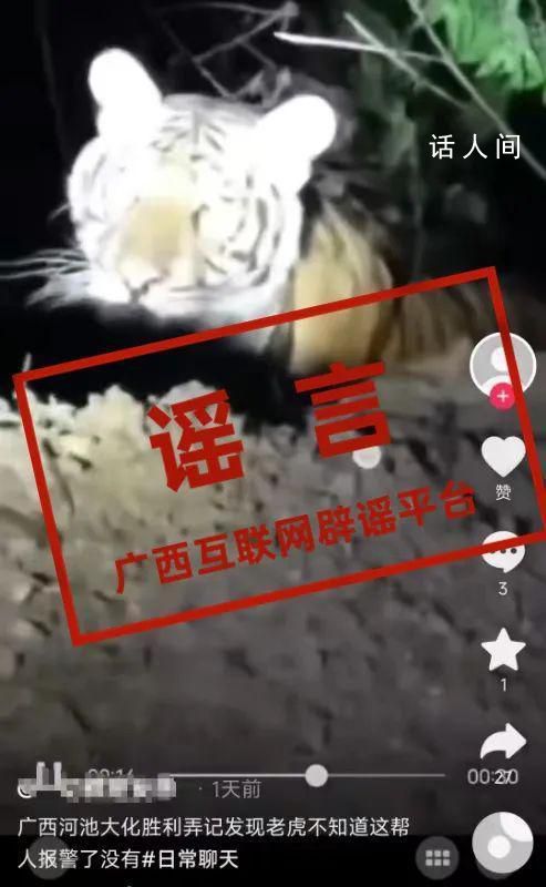 官方辟谣广西两地出现野生老虎 经教育批评发布人已删除该视频