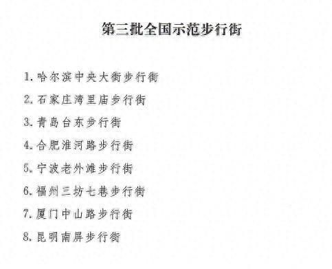 这8条街被确认为全国示范步行街 获评第三批全国示范步行街