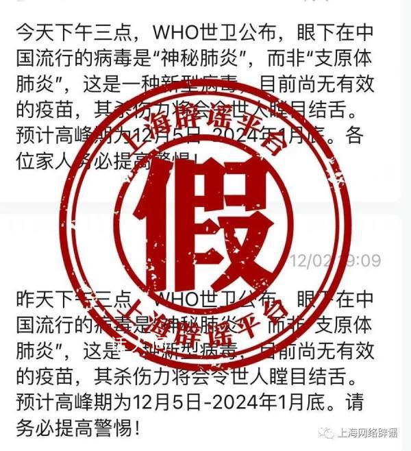 世界卫生组织称有“神秘肺炎”?相关内容系谣言