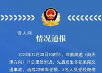 津蓟高速多车追尾22车受损8人受伤 目前道路已恢复通行