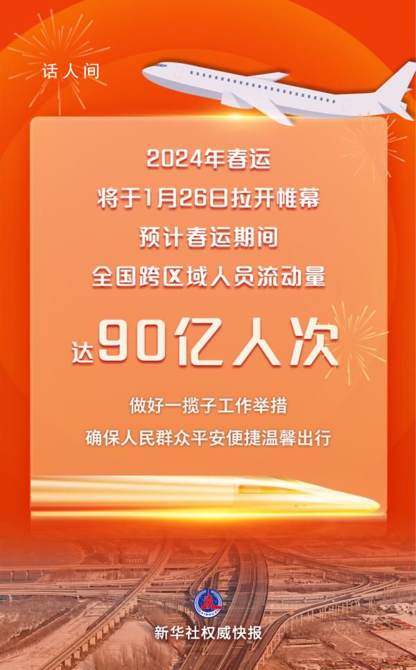 2024年春运流动量预计达90亿人次 预计全国铁路日均发送旅客1200万人次