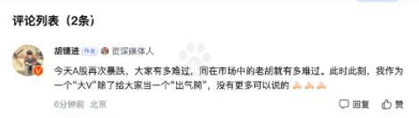 胡锡进炒股日记 沪指盘中却一度失守2700点